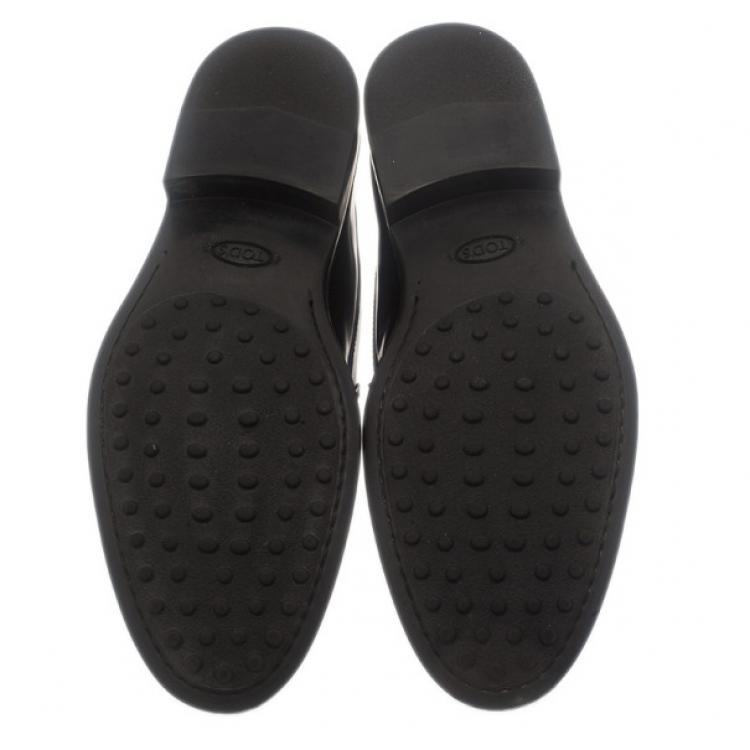 Pre Owned Tod's Black Leather Slip On Loafers Size 41