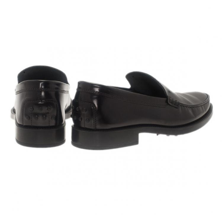 Pre Owned Tod's Black Leather Slip On Loafers Size 41