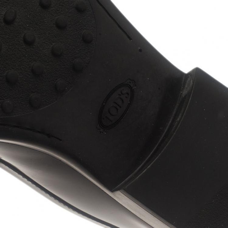 Pre Owned Tod's Black Leather Slip On Loafers Size 41