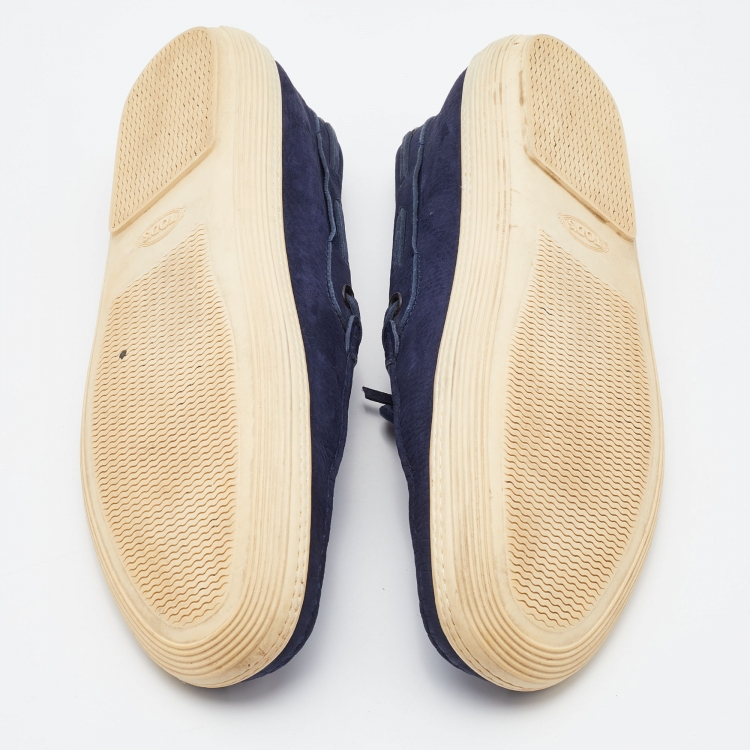Pre Owned Tod's Blue Nubuck Slip On Loafers Size 44.5