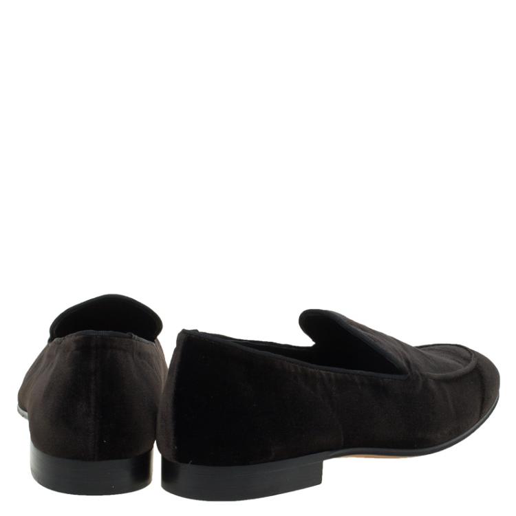 Pre Owned Tod's Dark Brown Velvet Loafers Size 41.5