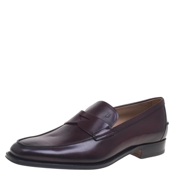 Pre Owned Tod's Dark Brown Leather Penny Loafers Size 44