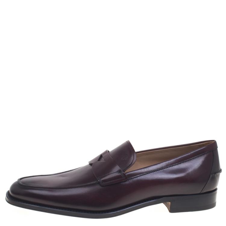 Pre Owned Tod's Dark Brown Leather Penny Loafers Size 44