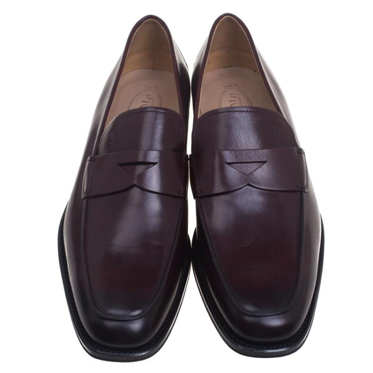 Pre Owned Tod's Dark Brown Leather Penny Loafers Size 44