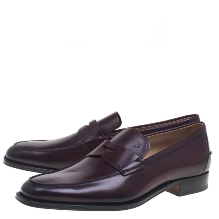 Pre Owned Tod's Dark Brown Leather Penny Loafers Size 44
