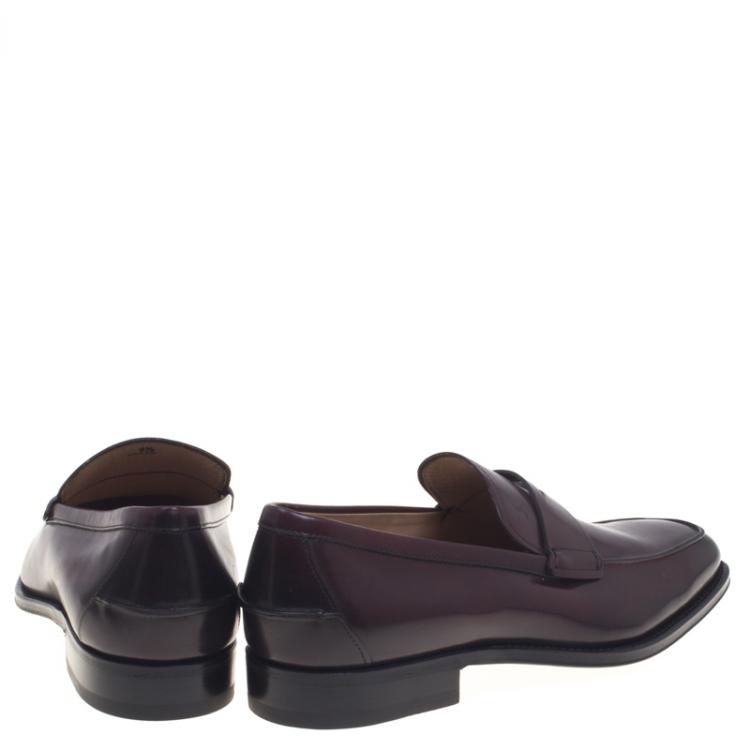 Pre Owned Tod's Dark Brown Leather Penny Loafers Size 44