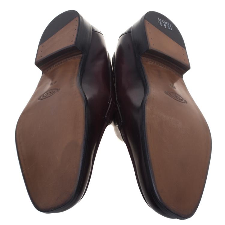 Pre Owned Tod's Dark Brown Leather Penny Loafers Size 44