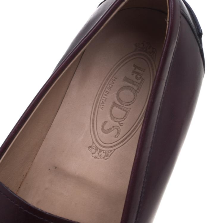 Pre Owned Tod's Dark Brown Leather Penny Loafers Size 44