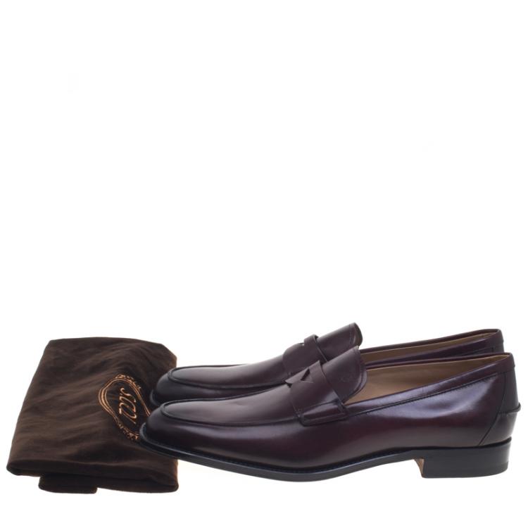 Pre Owned Tod's Dark Brown Leather Penny Loafers Size 44