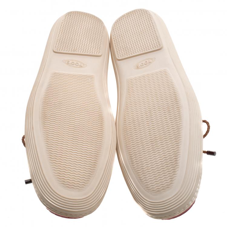 Pre Owned Tod's Red Leather Moccasins Size 42.5