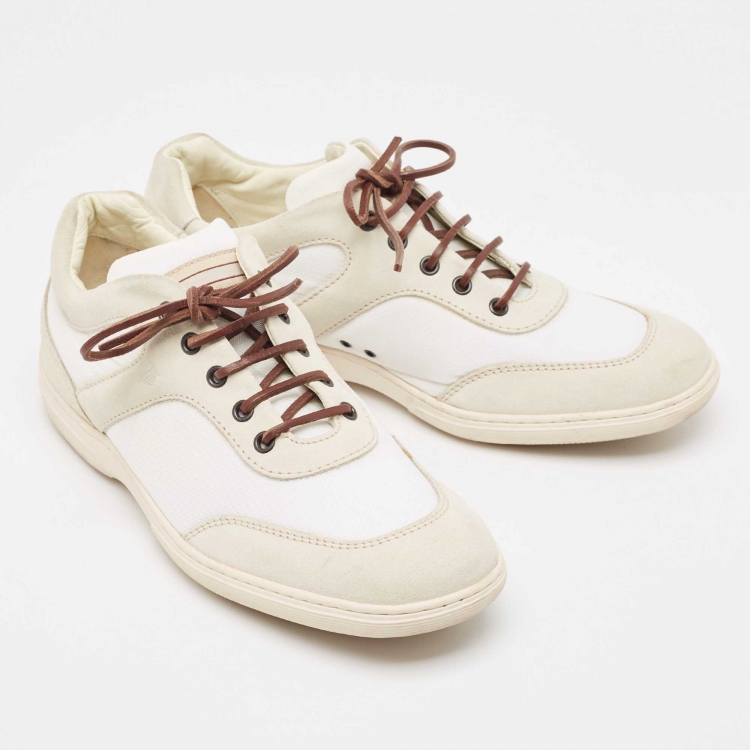 Pre Owned Tod's Grey Canvas and Suede Low Top  Sneakers Size 42 