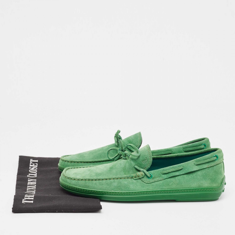 Pre Owned Tod's Green Suede Slip On Loafers Size 43