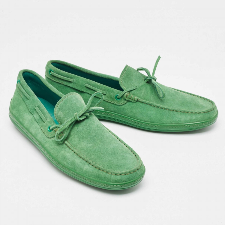 Pre Owned Tod's Green Suede Slip On Loafers Size 43