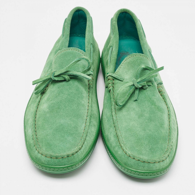 Pre Owned Tod's Green Suede Slip On Loafers Size 43