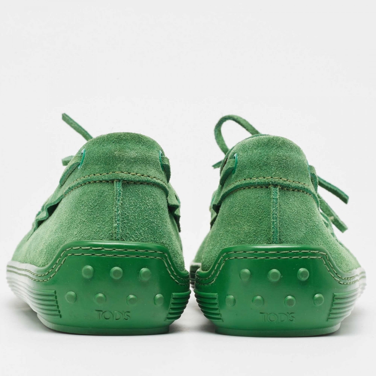 Pre Owned Tod's Green Suede Slip On Loafers Size 43