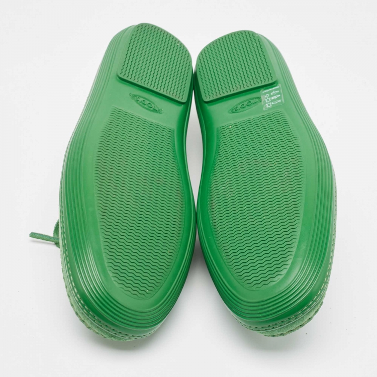 Pre Owned Tod's Green Suede Slip On Loafers Size 43