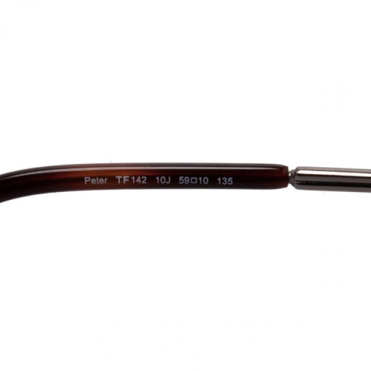Pre Owned Tom Ford Silver and Brown Peter Aviators