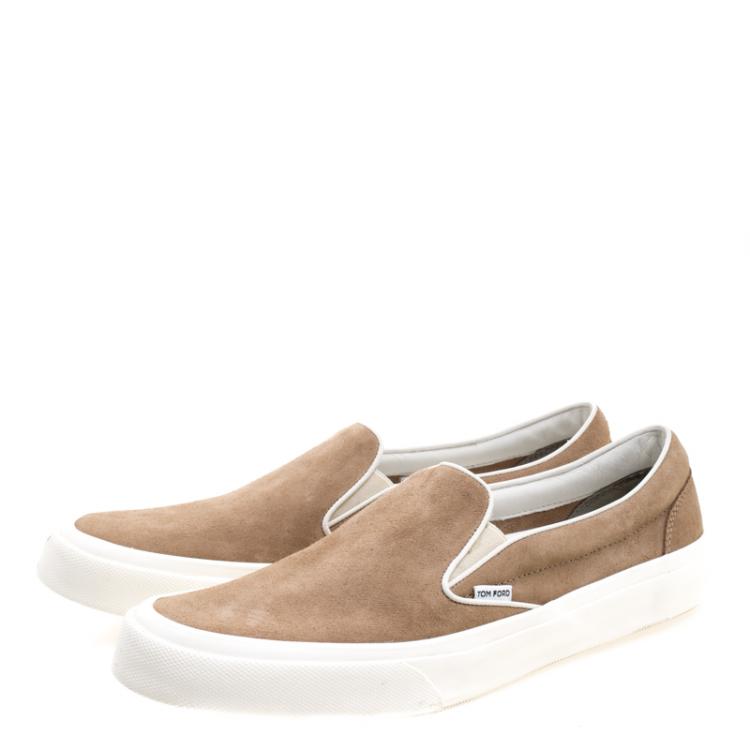 Pre Owned Tom Ford Beige Suede Cambridge Slip-on Sneakers Size 43