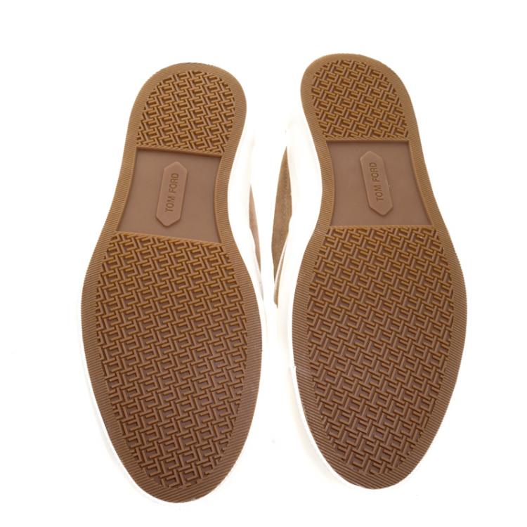 Pre Owned Tom Ford Beige Suede Cambridge Slip-on Sneakers Size 43