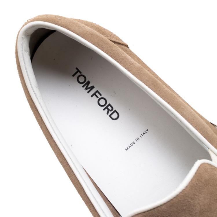 Pre Owned Tom Ford Beige Suede Cambridge Slip-on Sneakers Size 43