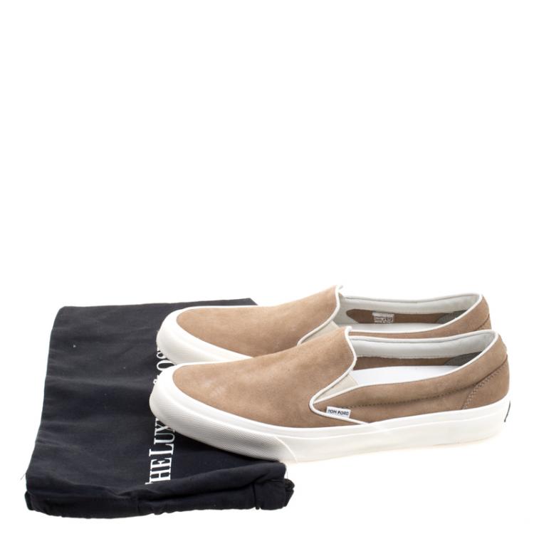Pre Owned Tom Ford Beige Suede Cambridge Slip-on Sneakers Size 43