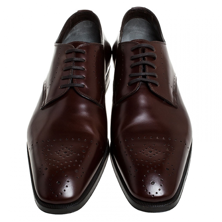 Pre Owned Tom Ford Brown Leather Lace Up Oxfords Size 42.5