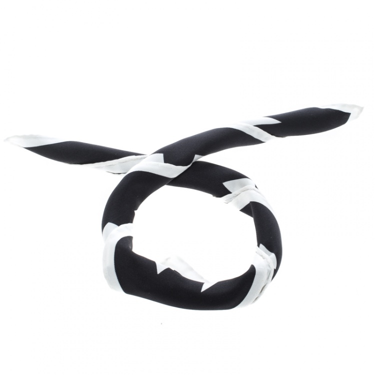 Pre Owned Tom Ford Monochrome Abstract Swirl Print Silk Pocket Square