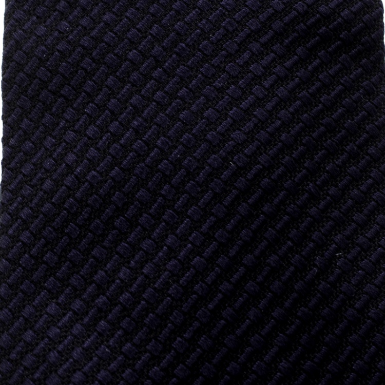 Pre Owned Tom Ford Navy Blue Textured Silk Jacquard Tie