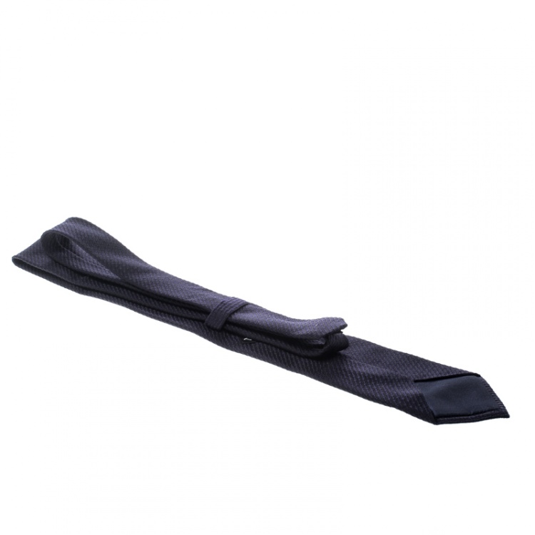 Pre Owned Tom Ford Navy Blue Textured Silk Jacquard Tie