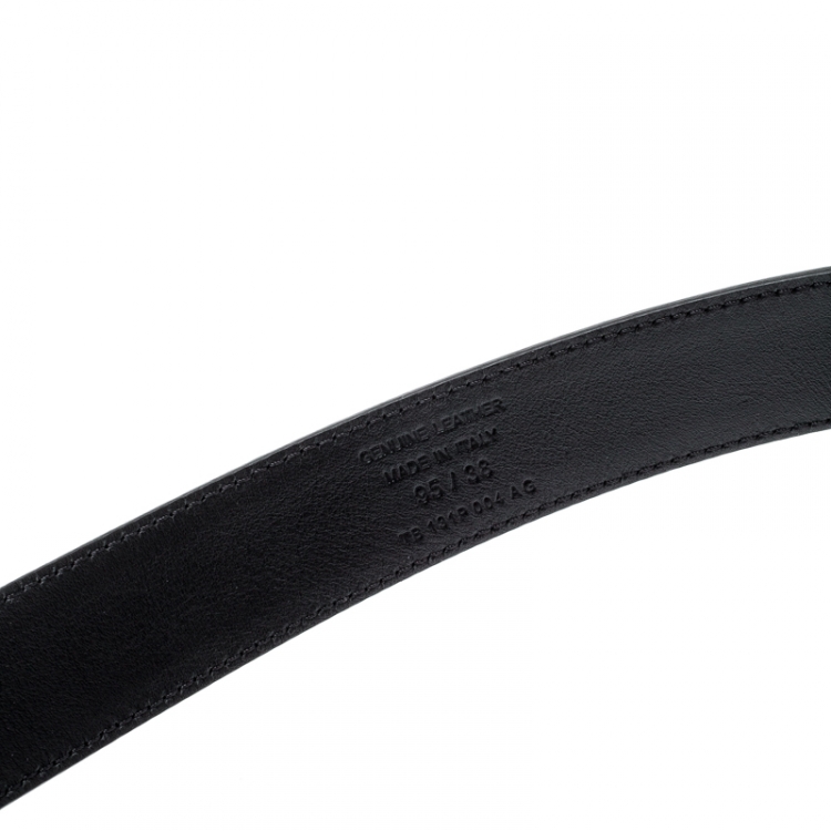 Pre Owned Tom Ford Black Leather T Buckle Belt 95CM
