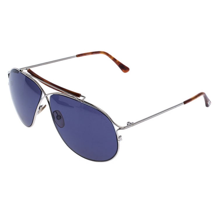 Pre Owned Tom Ford Black/Silver TF 193 Magnus Aviator Sunglasses