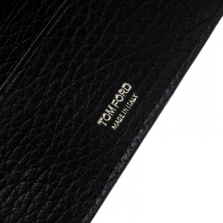 Pre Owned Tom Ford Black Leather Money Clip Wallet 