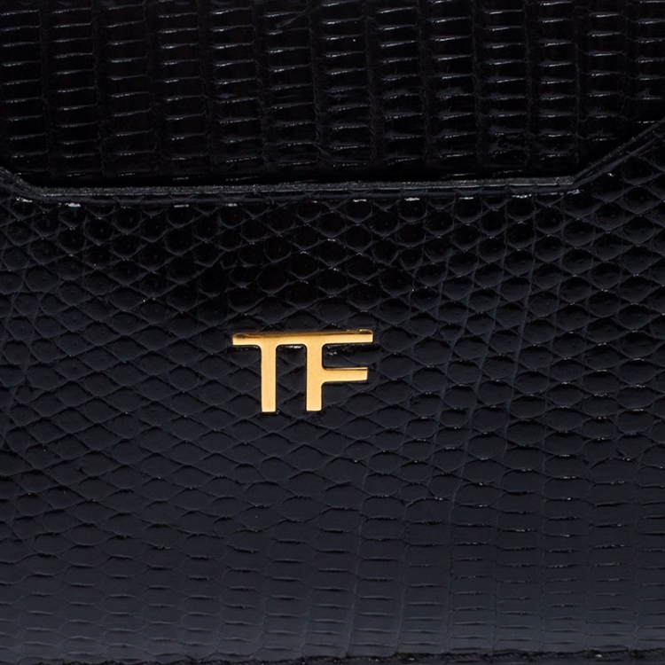 Pre Owned Tom Ford Black Lizard Leather Card Holder