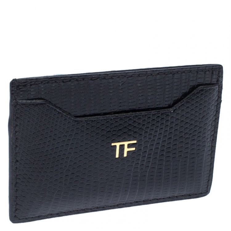 Pre Owned Tom Ford Black Lizard Leather Card Holder
