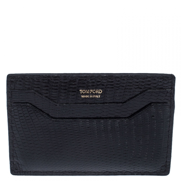 Pre Owned Tom Ford Black Lizard Leather Card Holder