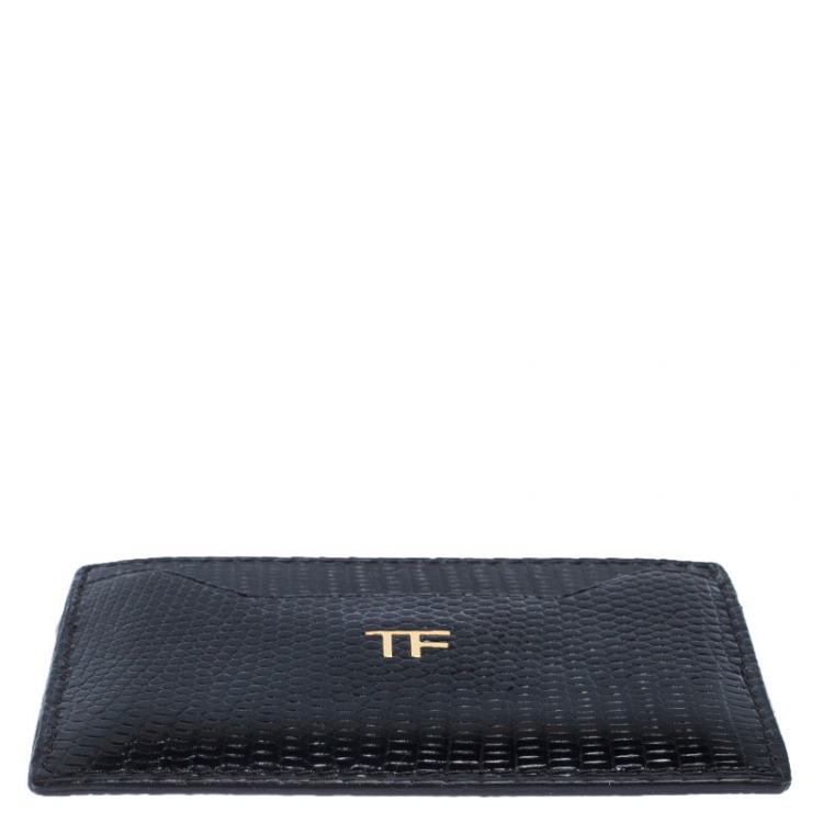 Pre Owned Tom Ford Black Lizard Leather Card Holder