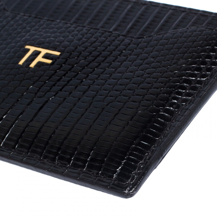Pre Owned Tom Ford Black Lizard Leather Card Holder