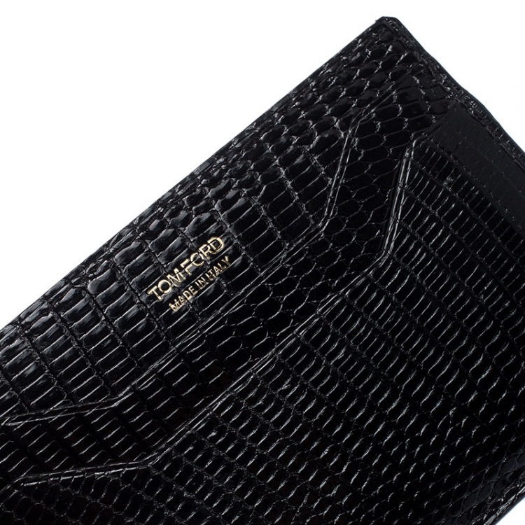 Pre Owned Tom Ford Black Lizard Leather Card Holder