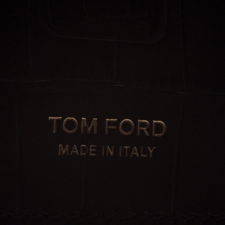 Pre Owned Tom Ford Black Glossy Alligator Card Holder