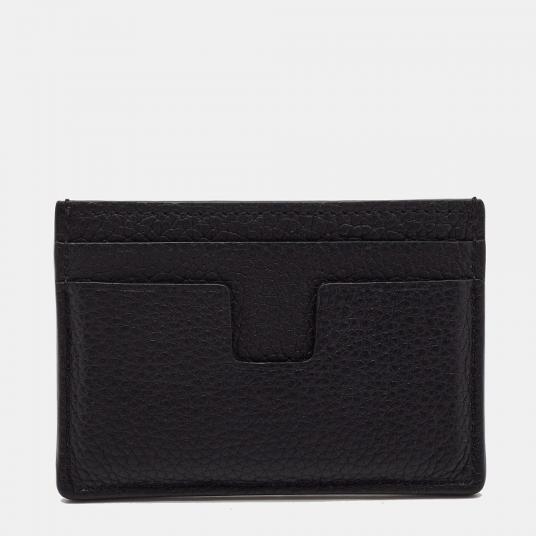 Pre Owned Tom Ford Black Leather T Lin Card Cover