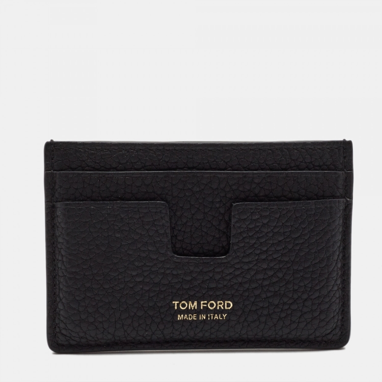 Pre Owned Tom Ford Black Leather T Lin Card Cover