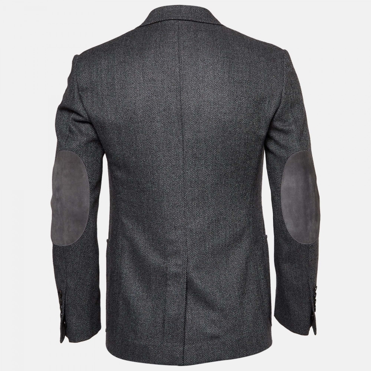 مملوكة مسبقًا Tom Ford Grey Herringbone Wool Single Breasted Blazer S