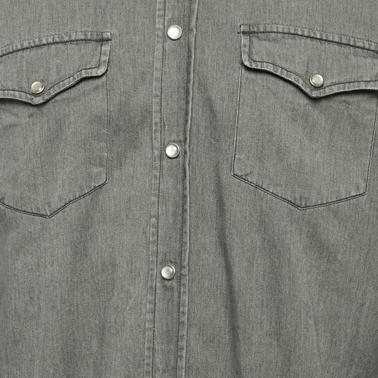 Pre Owned Tom Ford Grey Denim Button Front Full Sleeve Shirt L