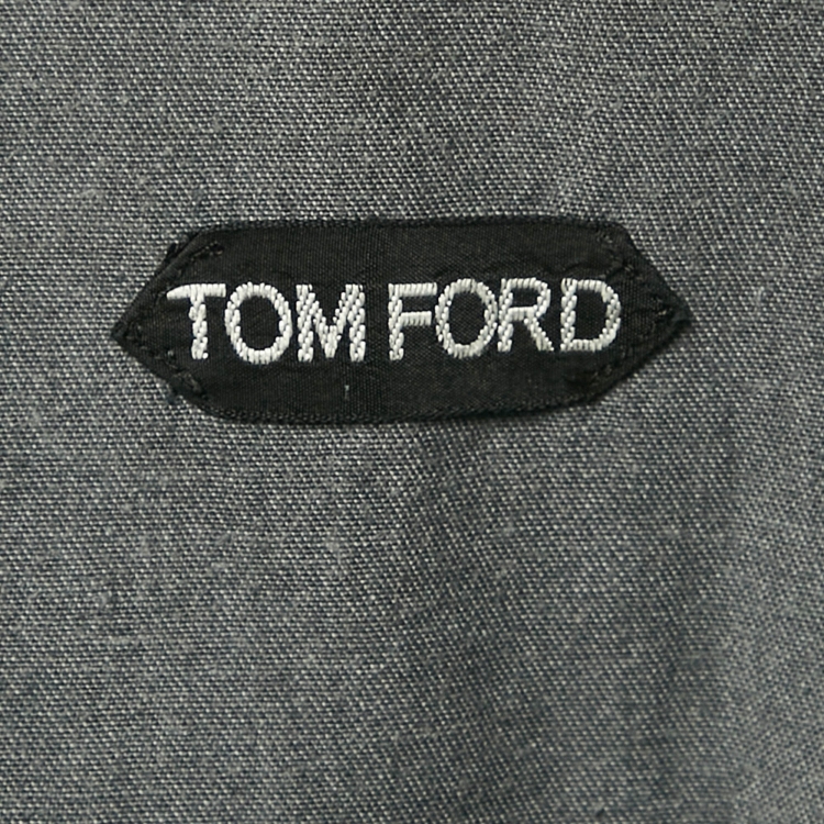 Pre Owned Tom Ford Grey Denim Button Front Full Sleeve Shirt L