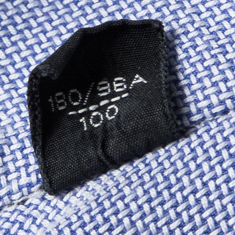 Pre Owned Tom Ford Blue Basketweave Cotton Long Sleeve Button Front Shirt L