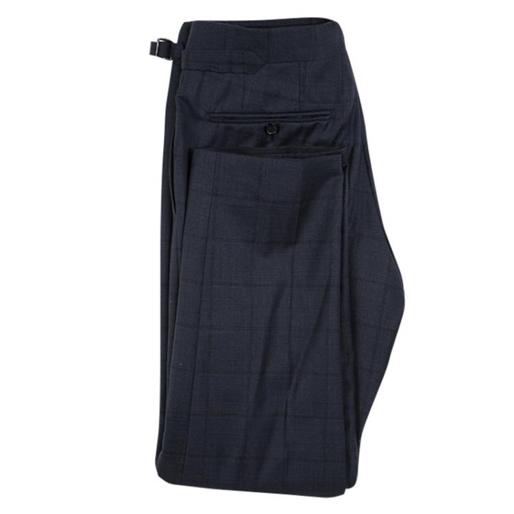 Pre Owned Tom Ford Navy Blue Checked Wool Three Piece Tailored Suit L