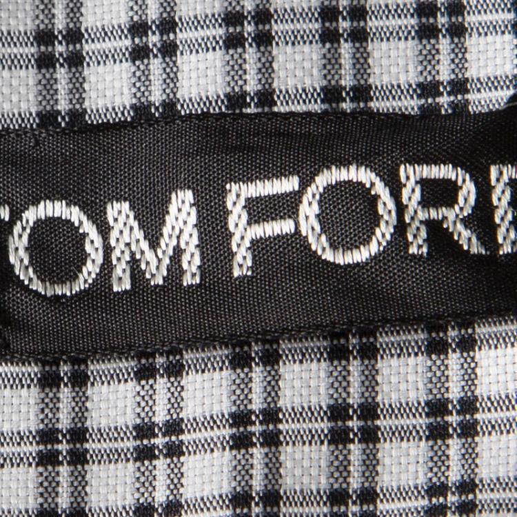 Pre Owned Tom Ford Monochrome Checked Metal Bar Detail Long Sleeve Button Front Shirt 4XL