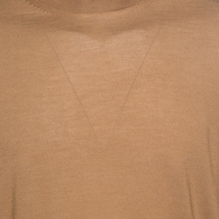Pre Owned Tom Ford Camel Brown Cashmere and Silk Knit Crew Neck Sweater 4XL
