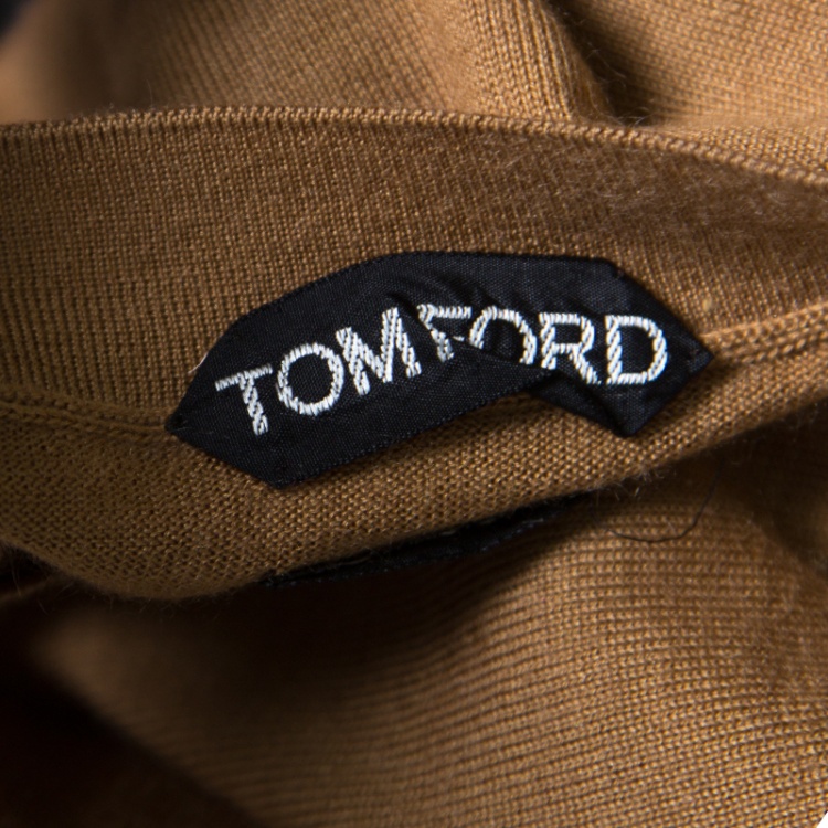 Pre Owned Tom Ford Camel Brown Cashmere and Silk Knit Crew Neck Sweater 4XL