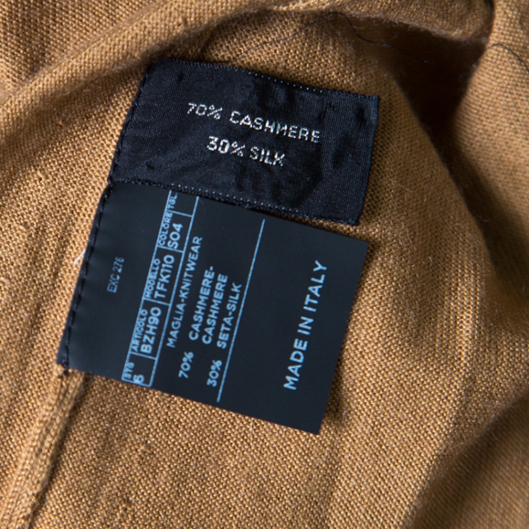 Pre Owned Tom Ford Camel Brown Cashmere and Silk Knit Crew Neck Sweater 4XL